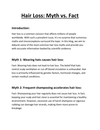 Hair Loss: Myth vs. Fact