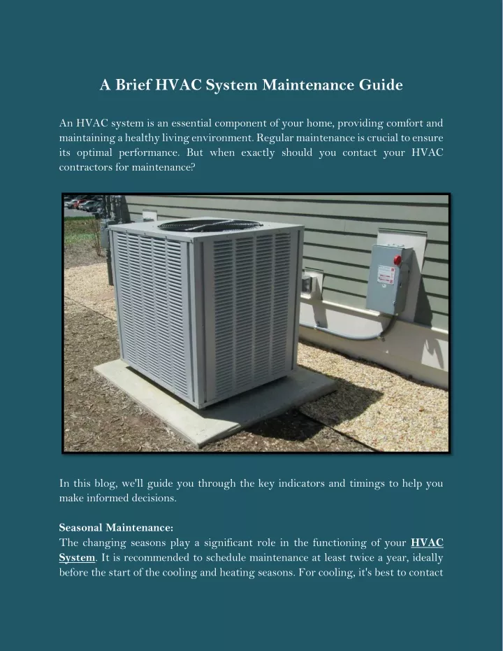 a brief hvac system maintenance guide