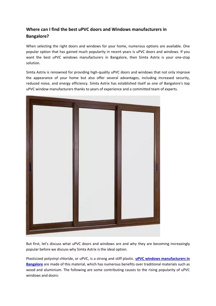 where can i find the best upvc doors and windows