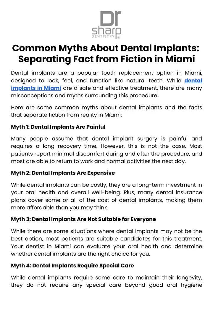 common myths about dental implants separating