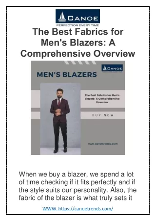 The Best Fabrics for Men's Blazers: A Comprehensive Overview