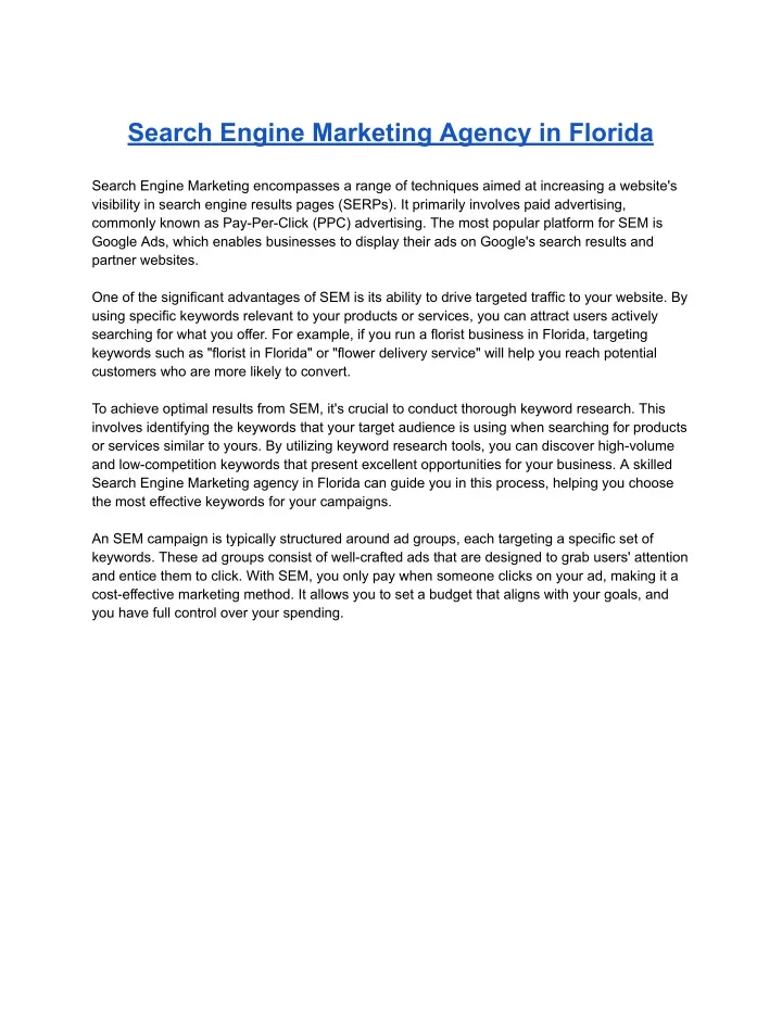 search engine marketing agency in florida