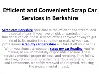 efficient and convenient scrap car services in berkshire