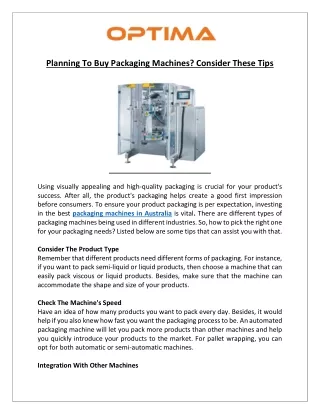planning to buy packaging machines consider these