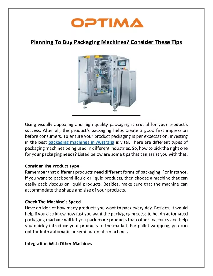 planning to buy packaging machines consider these