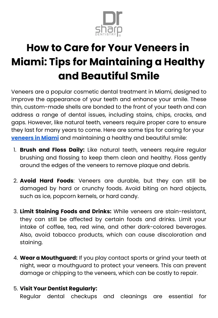 how to care for your veneers in miami tips