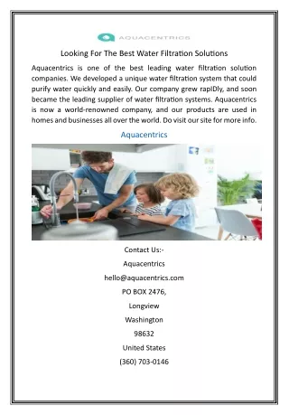 Looking For The Best Water Filtration Solutions