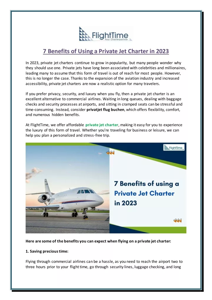 7 benefits of using a private jet charter in 2023