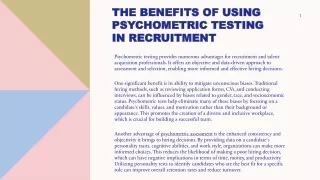 The benefits of using psychometric testing in recruitment
