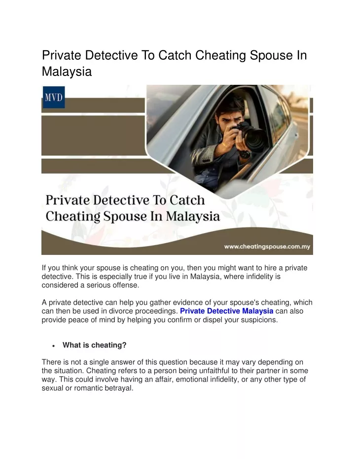 private detective to catch cheating spouse