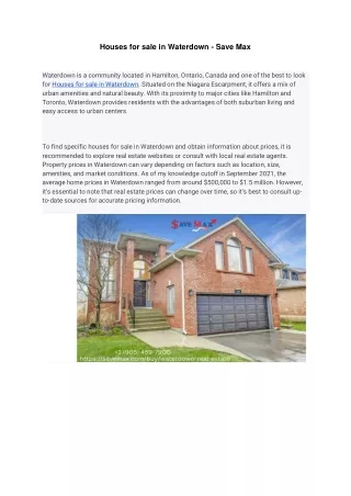 houses for sale in waterdown save max