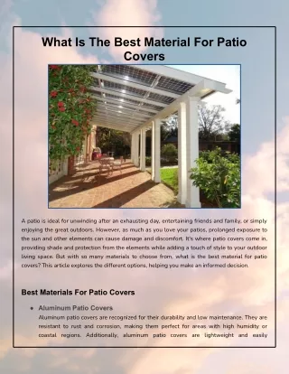 What Kind Of Material Should Patio Covers Be Made Of?