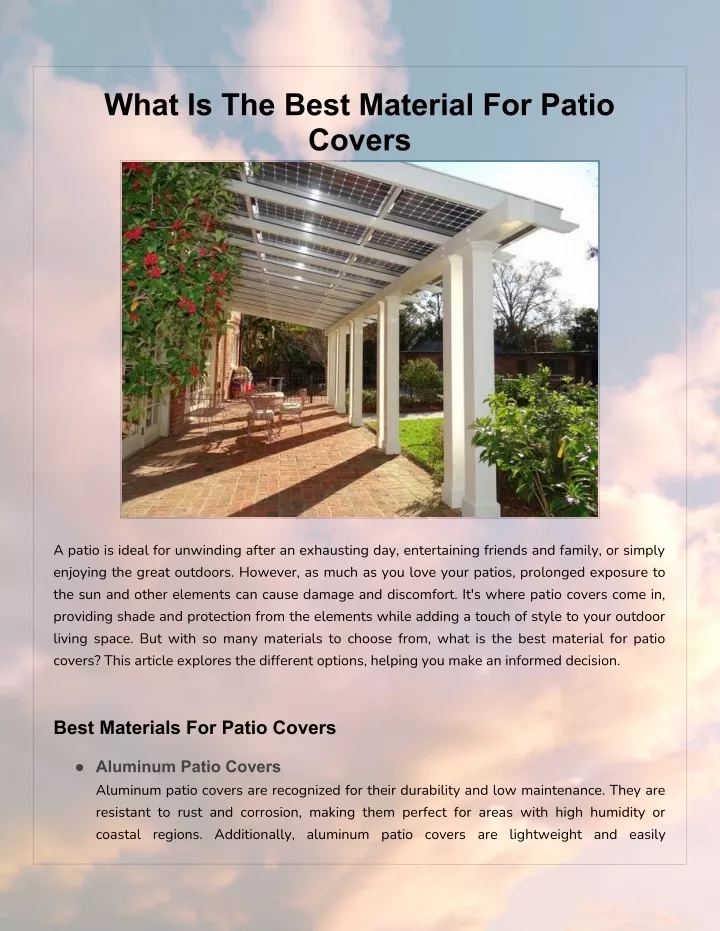 what is the best material for patio covers