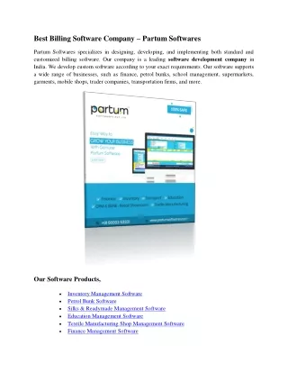Best GST Billing Software Company - Partum Softwares