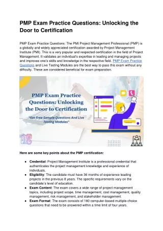 PMP Exam Practice Questions: Unlocking the Door to Certification