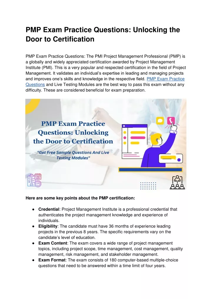 pmp exam practice questions unlocking the door