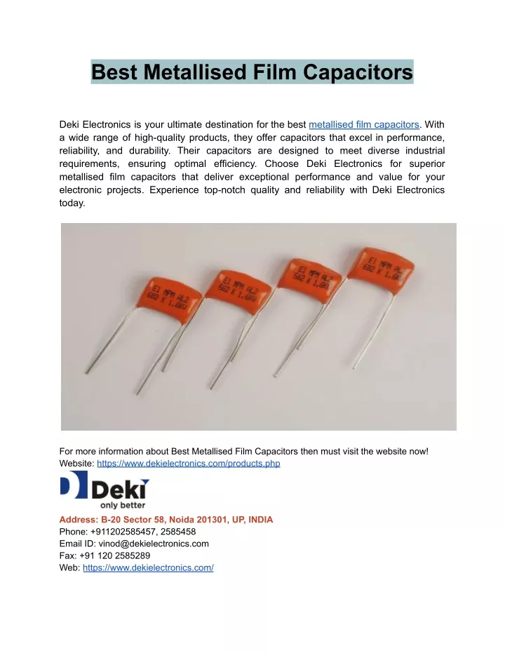 best metallised film capacitors