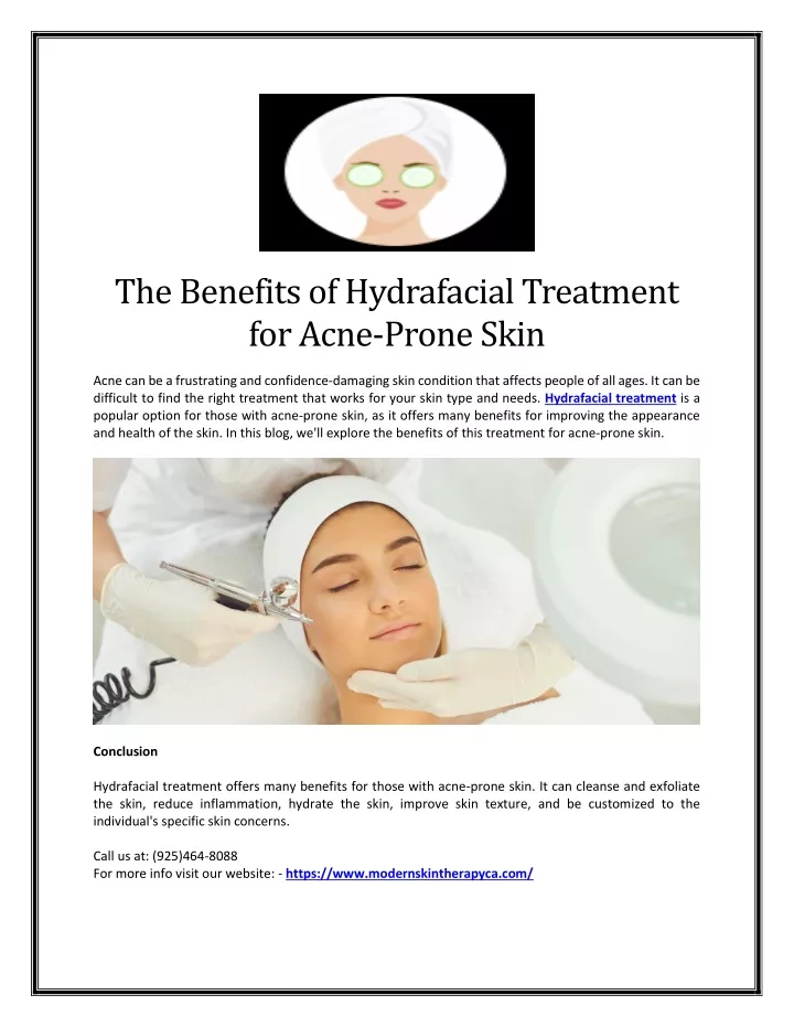 the benefits of hydrafacial treatment for acne