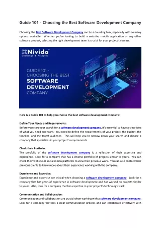 guide 101 choosing the best software development