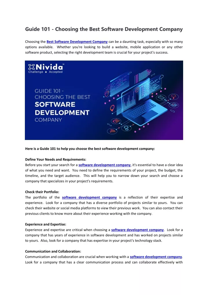 guide 101 choosing the best software development