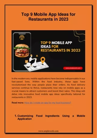 top 9 mobile app ideas for restaurants in 2023