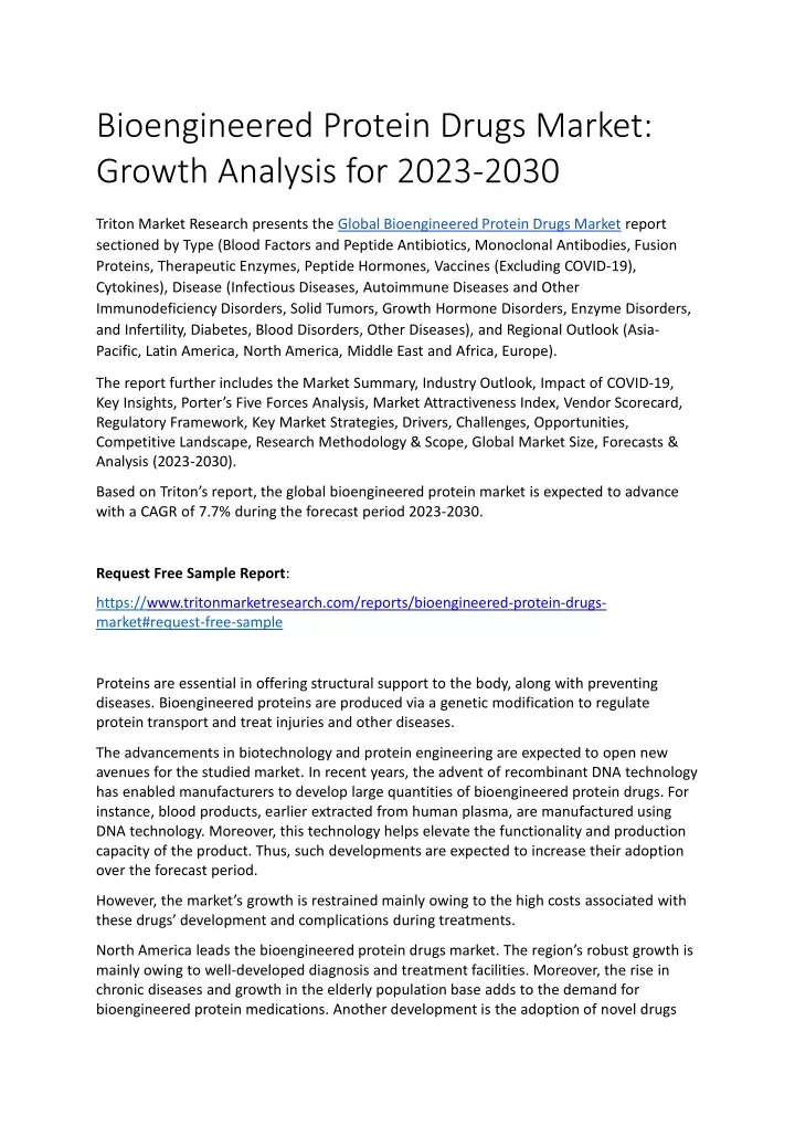 bioengineered protein drugs market growth