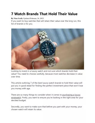 7 Watch Brands That Hold Their Value
