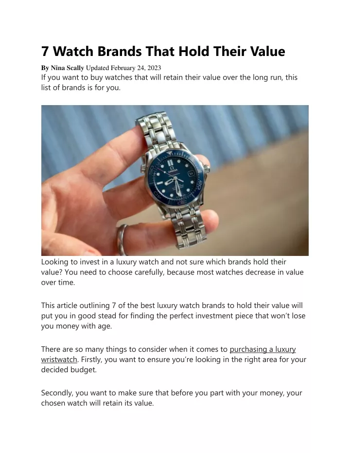 7 watch brands that hold their value