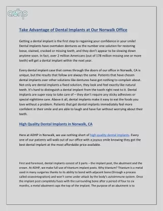 High Quality Dental Implants in Norwalk, CA