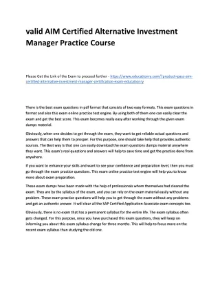 valid aim certified alternative investment
