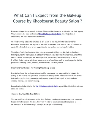 What Can I Expect from the Makeup Course by Khoobsurat Beauty Salon
