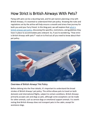 How Strict is British Airways With Pets