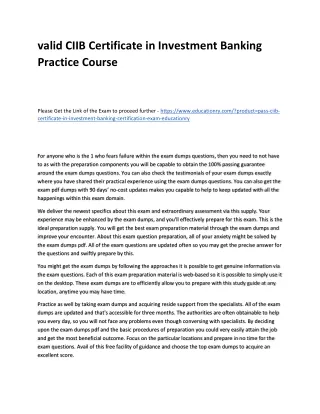 valid ciib certificate in investment banking