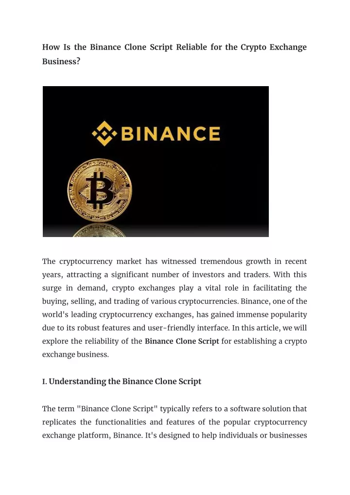 how is the binance clone script reliable