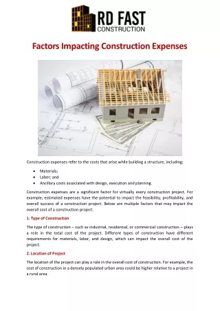 Factors Impacting Construction Expenses