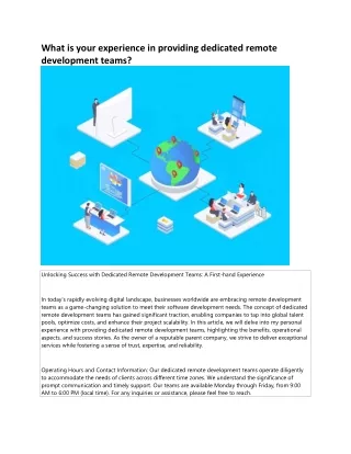 What is your experience in providing dedicated remote development teams?