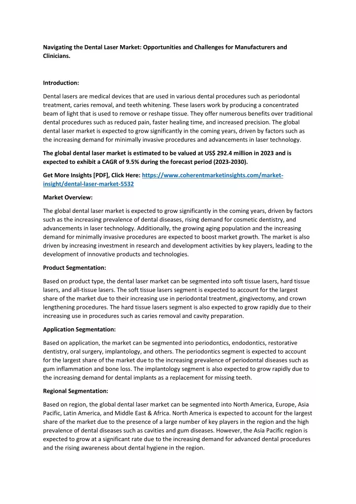 navigating the dental laser market opportunities