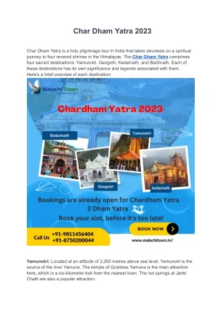 char dham yatra 2023