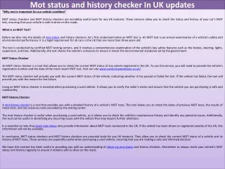 Mot status and history checker ensuring vehicle safety and compliance