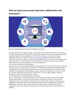 How can open-source tools help foster collaboration and innovation?