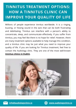 Tinnitus Treatment Options: How a Tinnitus Clinic Can Improve Your Quality