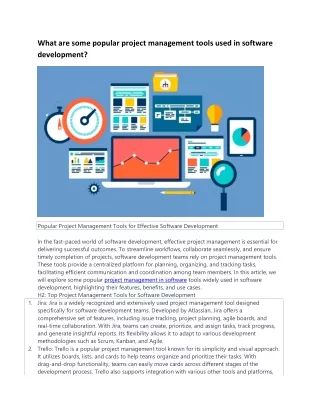 What are some popular project management tools used in software development?