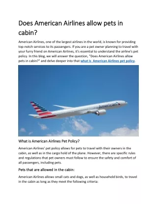 Does American Airlines allow pets in cabin