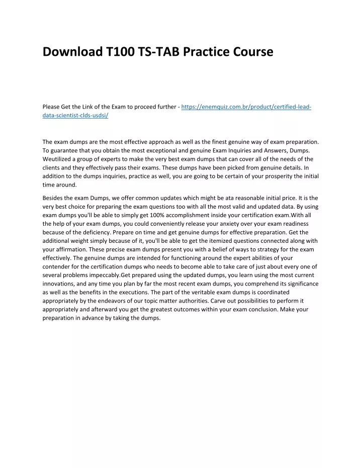 download t100 ts tab practice course