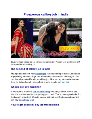 prosperous callboy job in india