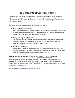 Top 3 Benefits of Crockery Cabinet .docx