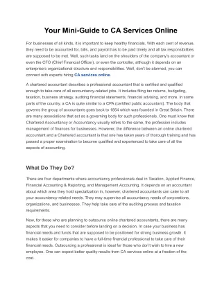 Your Mini-Guide to CA Services Online