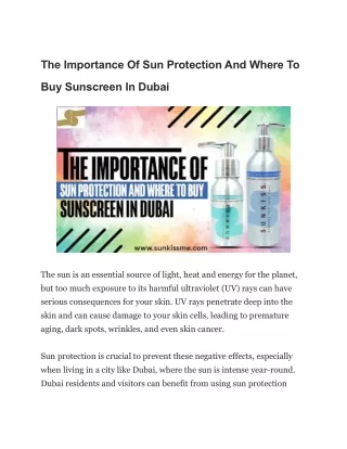 The Importance Of Sun Protection And Where To Buy Sunscreen In Dubai