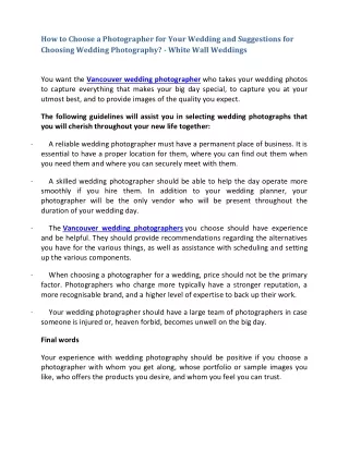 How to Choose a Photographer for Your Wedding and Suggestions for Choosing Wedding Photography - White Wall Weddings
