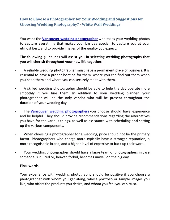 how to choose a photographer for your wedding